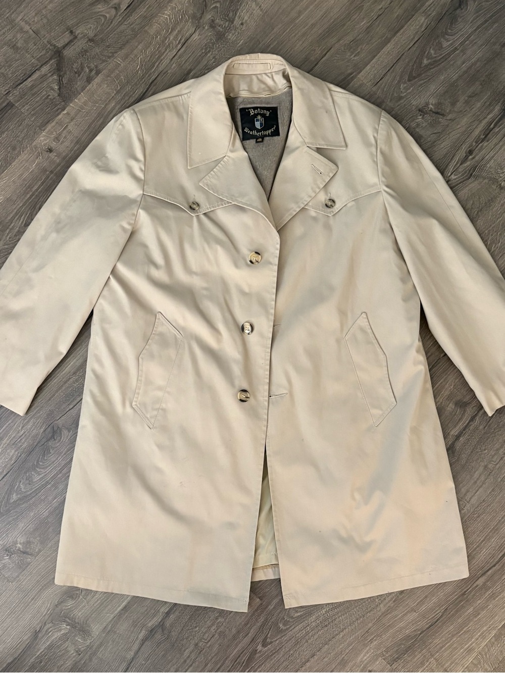 Botany Weatherstopper Cream Single-Breasted Trench Coat